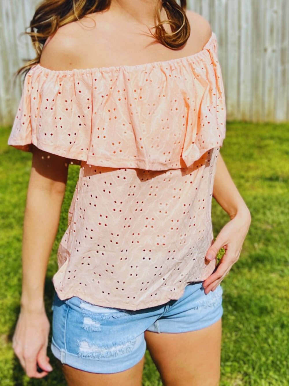 Tropical Peach Off-Shoulder Top